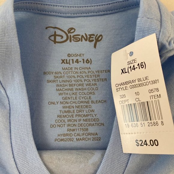 Disney’s Moana Blue Short Sleeve T-Shirt Tee Tulle Tutu Dress Girls XL 14-16 - Picture 4 of 8